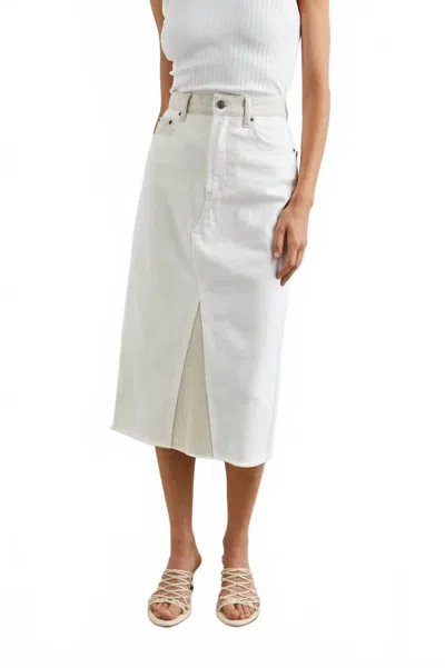 Rails Highland Two-tone Denim Midi Skirt In White