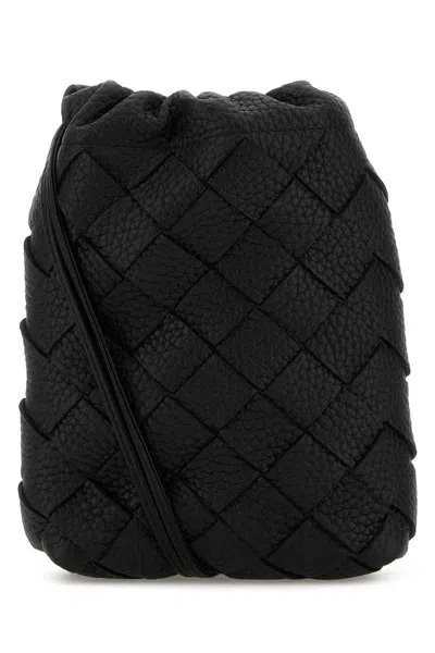Bottega Veneta Men Black Leather Crossbody Bag