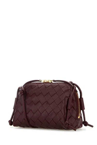 Bottega Veneta Women Burgundy Leather Concert Crossbody Bag