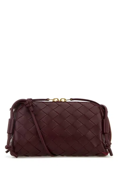 Bottega Veneta Women Burgundy Leather Concert Crossbody Bag