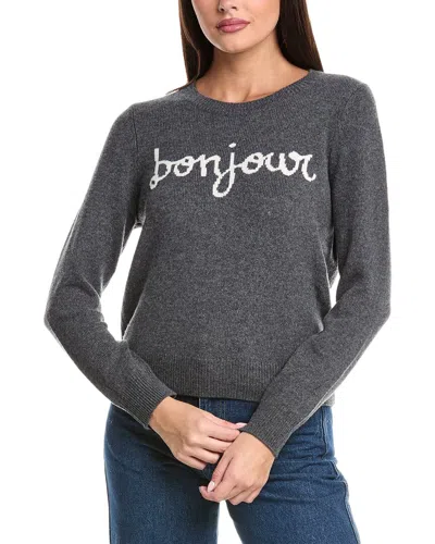 Cinq À Sept Cinq A Sept Bonjour Graphic Crewneck Sweater In Gray