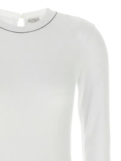Brunello Cucinelli Ribbed Texture Crew Neck T-shirt In White