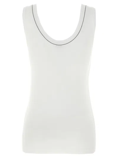 Brunello Cucinelli White Tank Top With Monile Detail In White