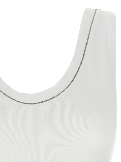 Brunello Cucinelli White Tank Top With Monile Detail In White
