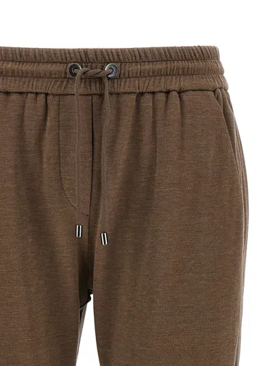 Brunello Cucinelli Cotton-silk Blend Joggers With Side Monile Detail
