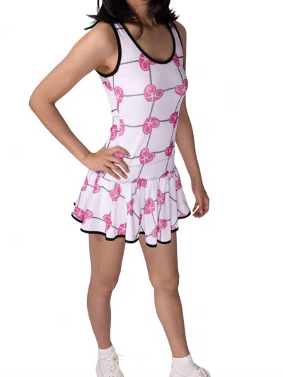 Love Love Tennis Limited Sandra Mee Court Tennis Dress In Pink Hearts & Net