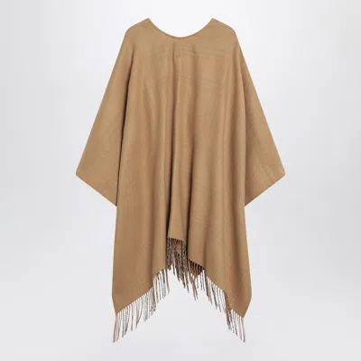 Burberry Beige Wool Cape With Check Pattern Women