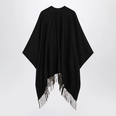 Burberry Black Wool Cape With Check Pattern Women