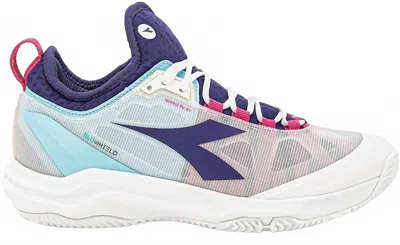 Diadora Women's Speed Blueshield 4 + W Ag Tennis Shoe In White/blueprint/pink Yarr