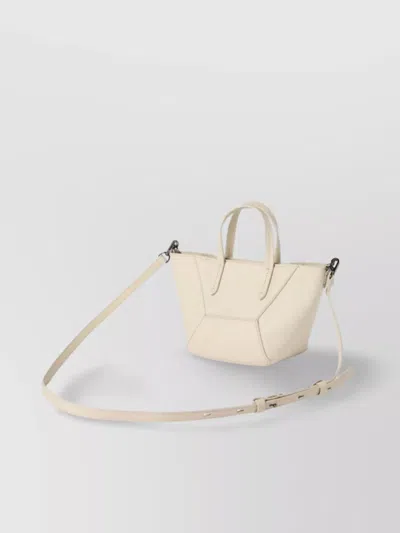 Brunello Cucinelli Structured Geometric Paneling Shoulder Bag With Detachable Strap In Neutral