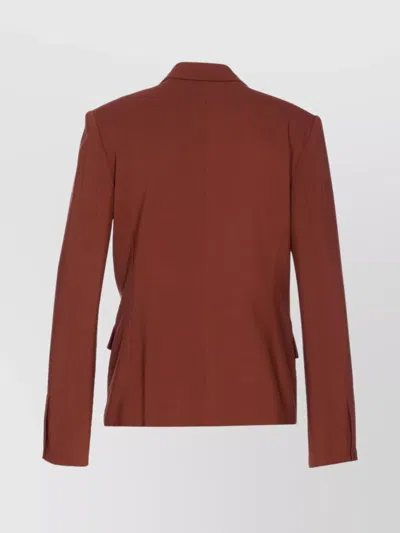 Pinko V-neck Tailored Jacket Flap Pockets In Brown