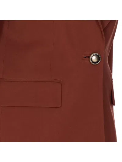 Pinko V-neck Tailored Jacket Flap Pockets In Brown