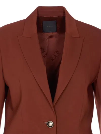 Pinko V-neck Tailored Jacket Flap Pockets In Brown