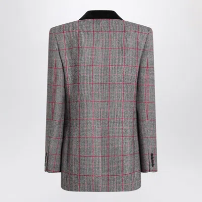 Chloé Double-breasted Velvet-trimmed Checked Wool Blazer