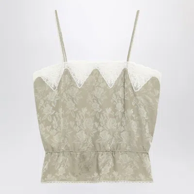 Chloé Light Green Silk Jacquard Top With Roses Women
