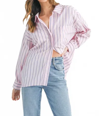 Mable Cindy Stripped Button Down Shirt In Pink In Pink