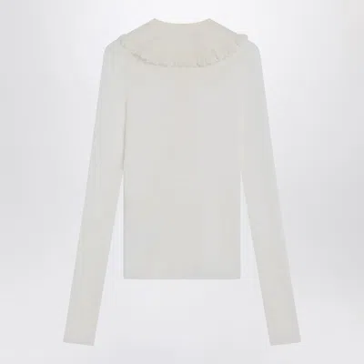 Chloé White Henley Shirt In Wool Knit Women