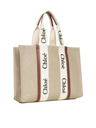 Chloé Women Woody Linen Tote Bag