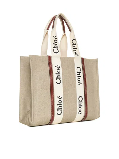 Chloé Women Woody Linen Tote Bag