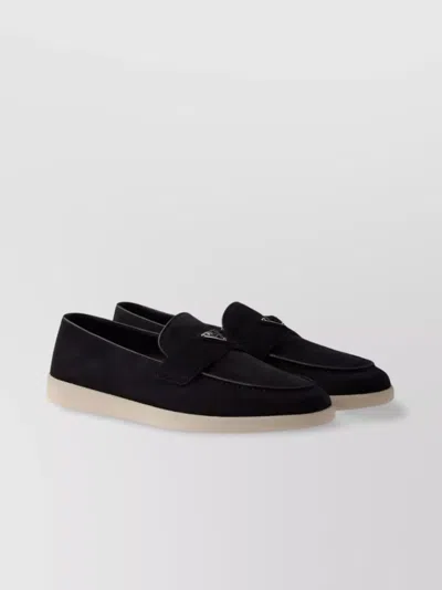 Prada Soft Suede Loafers Rubber Sole