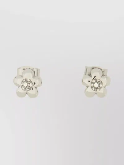 Marc Jacobs Floral Center Stud Earrings With Polished Finish