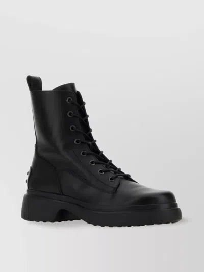 Tod's Chunky Sole Round Toe Ankle Boots With Pull Tab