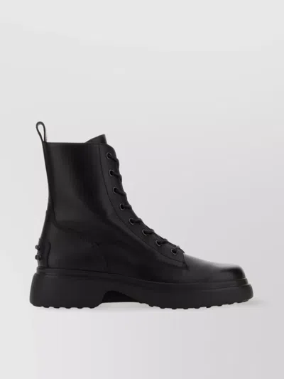 Tod's Chunky Sole Round Toe Ankle Boots With Pull Tab