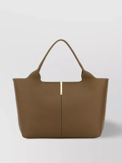 Tod's Leather Shopper Bag With Metal Accents