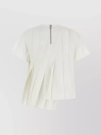 Sacai Pleated Design Top Short Sleeves In White