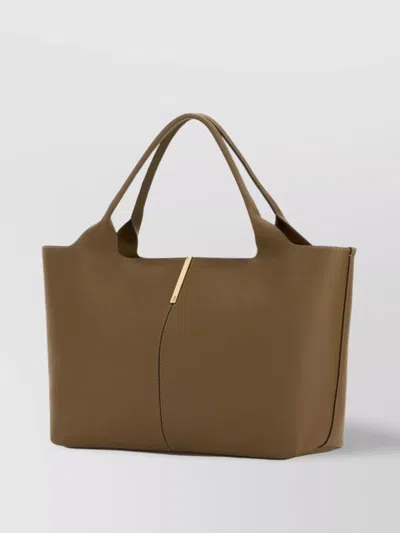 Tod's Leather Shopper Bag With Metal Accents