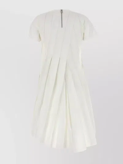 Sacai Poplin Dress With Asymmetric Hem And Pleated Design In White