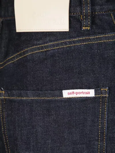 Self-portrait High-rise Barrel-leg Jeans