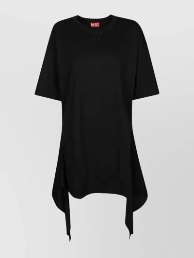 Diesel Hem Crew Neck Short Sleeves Dress In Black