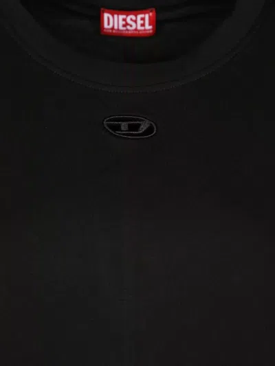 Diesel Hem Crew Neck Short Sleeves Dress In Black