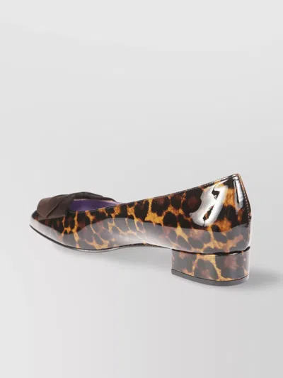 Carel Leopard Print Suede Loafers With Bow Detail