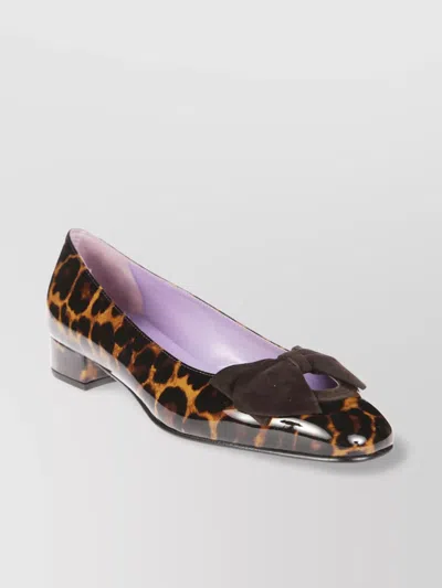 Carel Leopard Print Suede Loafers With Bow Detail