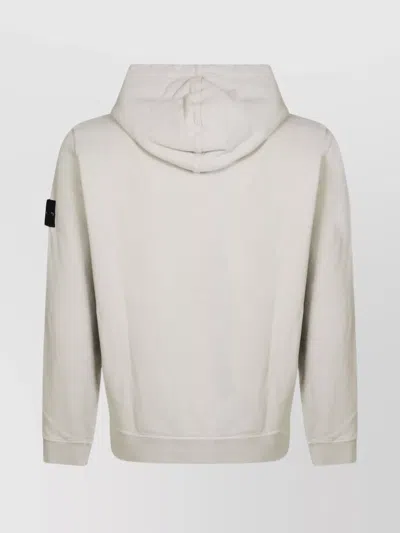 Stone Island Organic Cotton Compass Logo Hoodie In Gray