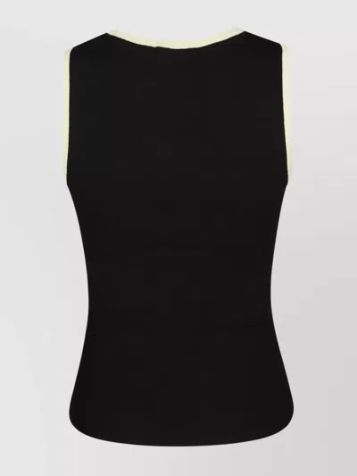 Jw Anderson J. W. Anderson Fitted Black Ribbed Vest With Contrasting Trim In Black