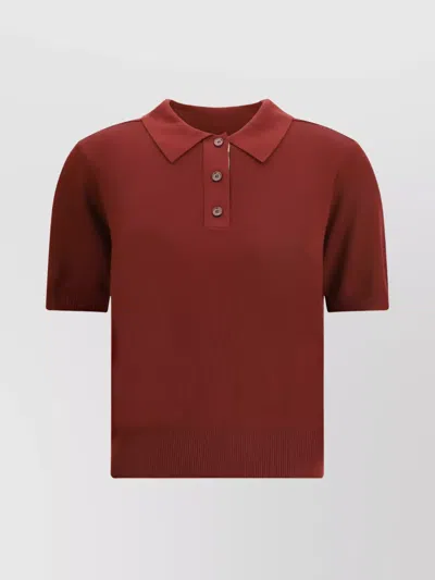 Burberry Lightweight Wool Polo Shirt With Check Knit In Brown