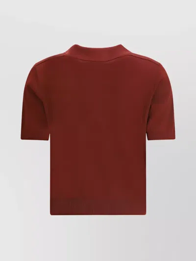 Burberry Lightweight Wool Polo Shirt With Check Knit In Brown