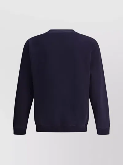 Brunello Cucinelli Sweatshirt In Blue With A Crew Neck And Pint In Purple