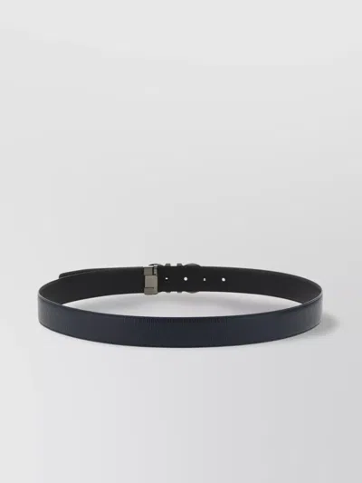 Ferragamo Reversible Belt With Adjustable Length And Metal Buckle In Blue