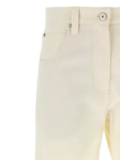 Brunello Cucinelli Crop Pants With Belt Loops And Pockets In White