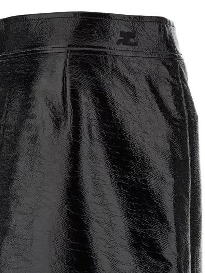 Courrèges Vinyl Skirt Featuring Zipper Accents In Black