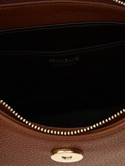 Ferragamo Adjustable Strap Textured Finish Shoulder Bag