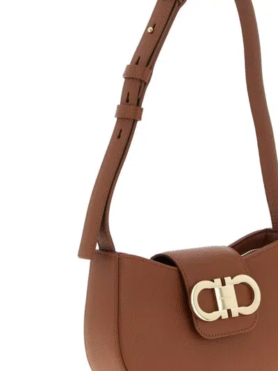 Ferragamo Adjustable Strap Textured Finish Shoulder Bag