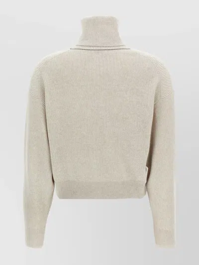 Brunello Cucinelli Ribbed Turtleneck Sweater Sweaters And Cardigans Beige In Neutral