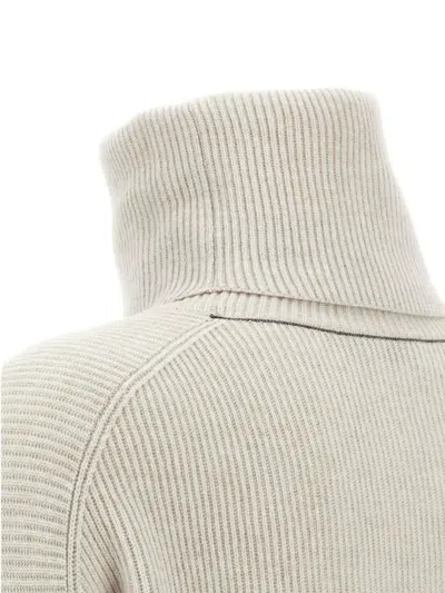 Brunello Cucinelli Ribbed Turtleneck Sweater Sweaters And Cardigans Beige In Neutral