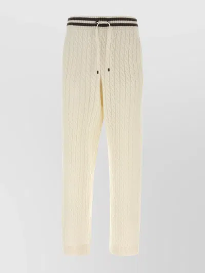 Brunello Cucinelli Cable Knit Cashmere Pants With Ribbed Cuffs