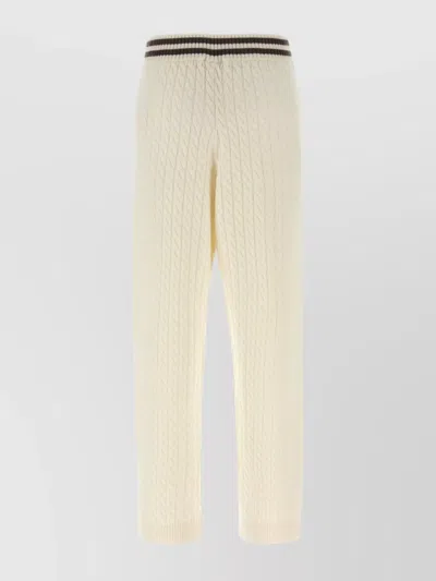 Brunello Cucinelli Cable Knit Cashmere Pants With Ribbed Cuffs
